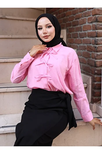 VAV Shirt with Front and Sleeve Links - Pink- Vav