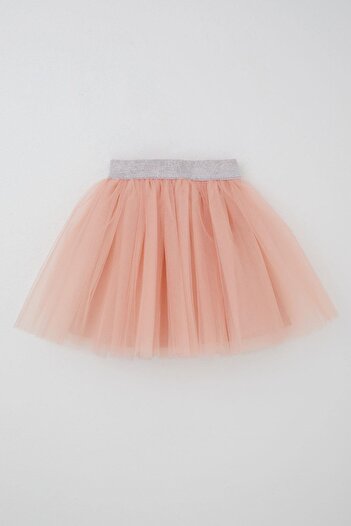 Breeze Girl's Tutu Skirt with Glitter Detail at the Waist, Elastic, Age 5-10, Salmon