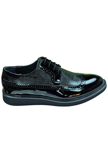 Nevzat ÖgE 01008-Eva Men's Black Patent Leather (40-44) Leather Classic Shoes
