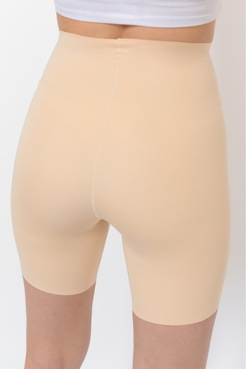 AY'S SHOP ONLİNE Women's High Waist Laser Cut Corset Shorts, Side Stitched No Trace Skin Color Shorts