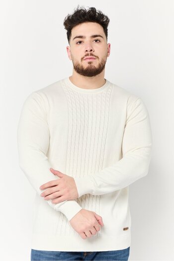 Harmont & Blaine Jeans Men Crew Neck Textured Sweater, Off White