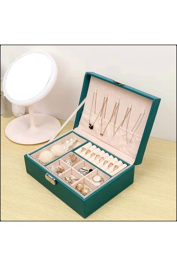 İsdeksan Two Layers Multipurpose Custom Green Color Jewelry Box Jewelry Stand Jewellery Organizer
