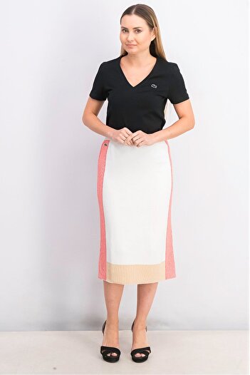 Lacoste Women Stripe Midi Skirt, Red and White