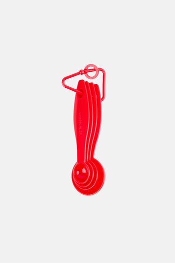 FACKELMANN 4 Pieces Measuring Teaspoon Set, Red