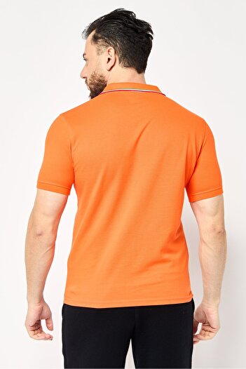 Scuderia Ferrari Men Sportswear Fit Short Sleeve Golf Polo Shirts, Orang