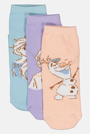 Disney Kids Girl 3 Pairs Graphic Print Socks, Multicolor