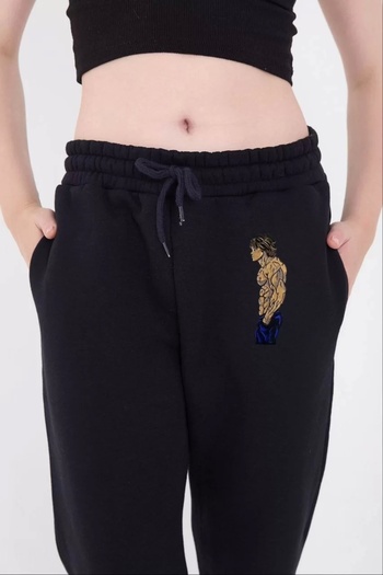 dododan Elastic Three Thread Printed Sweatpants - Navy Blue