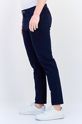 CELIO Men Regular Fit Solid Stretchable Chino Pants, Navy