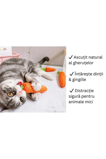 OBRO Carrot Cat Toy – Natural Sisal, Bell, Dental Care and Claw Sharpener, 20x3cm