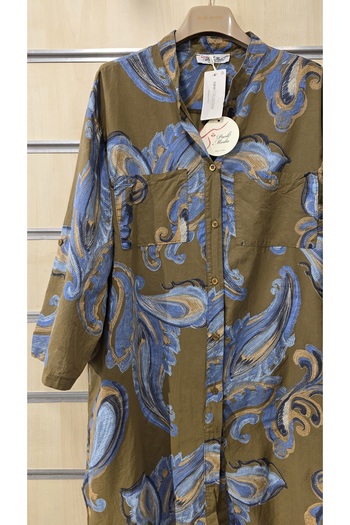 Park Moda Italian Tunic Oversize Shirt Dress Cotton Shawl Pattern