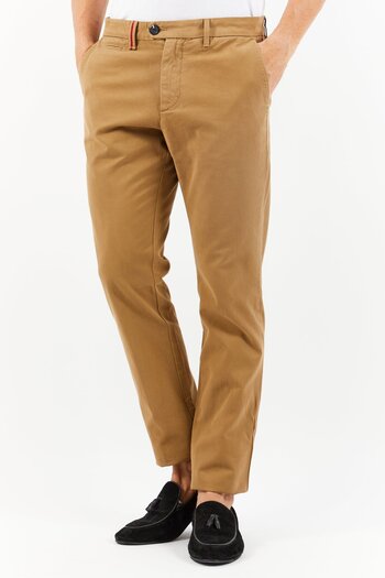 Scuderia Ferrari Men Regular Fit Solid Chino Pants, Tan