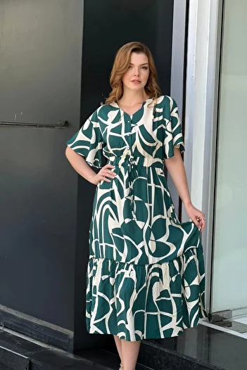 aytemas Patterned Collar Buttoned Dress