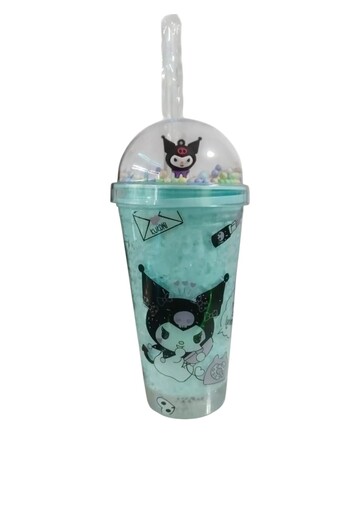 FAMEMUS ACCESSORY Kuromi Themed Lighted Glass with Straw (Green Color)
