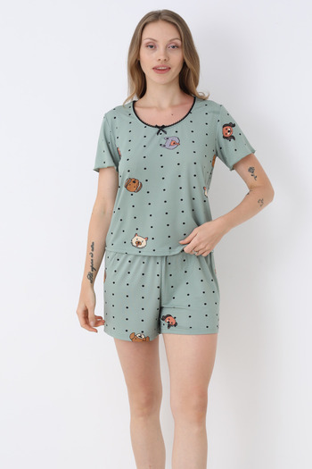 TURAY Bianca Charm Green Pajama Set with Short Pants