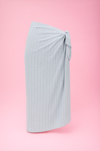 pistore Cream Black Striped Linen Long Pareo Satin Women's Beach Dress New Season