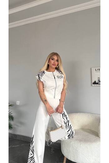 bonibon butikk Women's Quality Luxury Clothing Wide Leg Zipper Suit