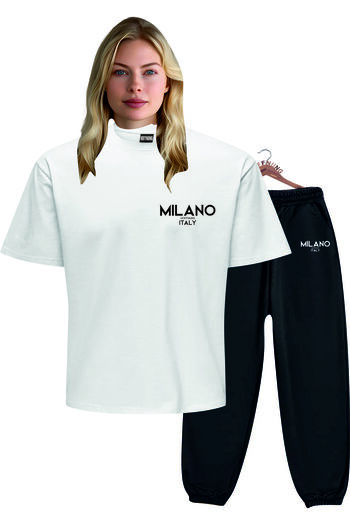 HOFFNUNG Unisex Men/Women Crew Neck Milano Italy Printed Bottom Top Tracksuit Suit