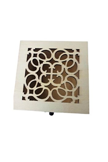 OEM Blank Wooden Square Box with Perforated Design, 9cm x 9cm