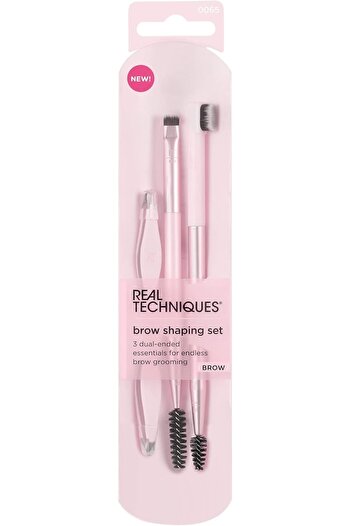 Real Techniques Brow Shaping Set, Spoolie, Brow Brushes, Tweezers, Dual-Ended Eyebrow Tools, 3Pcs