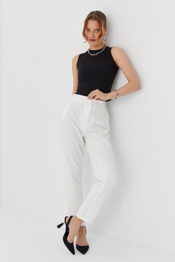 Shopping Shop Pencil High Waist Trousers Ecru