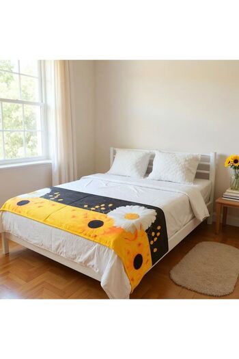 GMhome Sunflower Daisy Patterned Digital Printing Bed Runner - Bed Runner