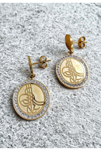Monalisa Home Luxurious Tuğra Figured Flashy Earrings with Dangle