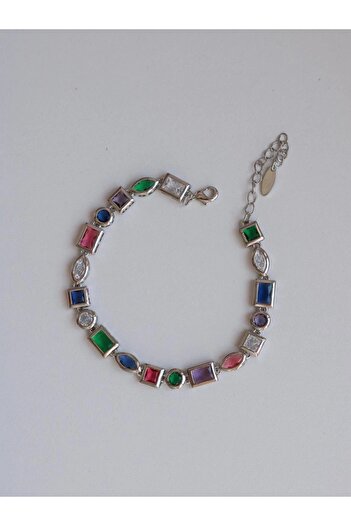 Reorah Collection Colorful Multiple Gems Steel Bracelet