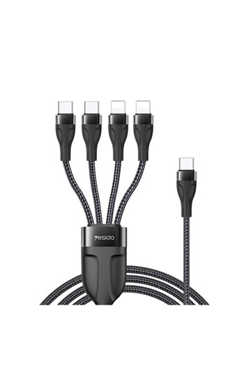 Yesido Type-C Cable to 2 x Lightning, 2 x Type-C, 1.2m, 4A - (CA110) - Black