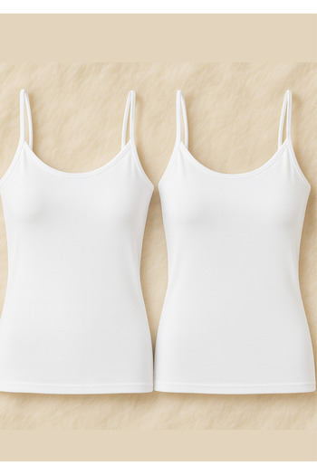 Loule Women's Clothing Rope Strap Modal & Cotton 2 Pieces White Undershirt Ll.K66.O002.001