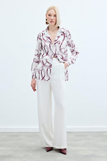 Sateen Patterned Classic Shirt - Claret Red