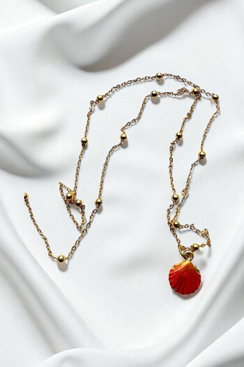 PETEK AKSESUAR Midye Top Chain ​​Long Necklace
