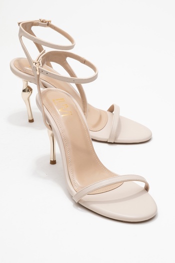 LuviShoes Jasmine Beige Skin Single Strap Women's Heeled Shoes
