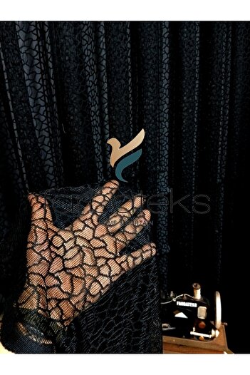 farbateks Black Leopard Pattern Pattern Modern 2 Layer Pleated Tulle Curtain