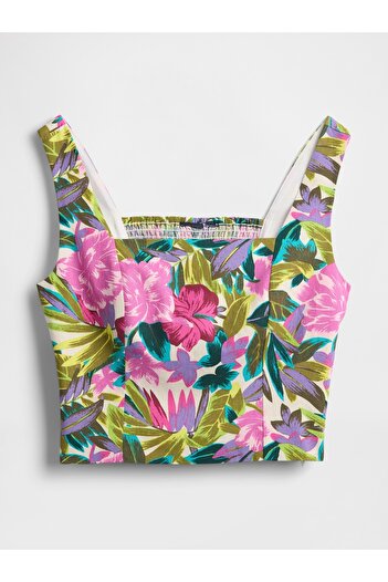 GAP Kadın Pembe Keten Karışımlı Crop Bluz