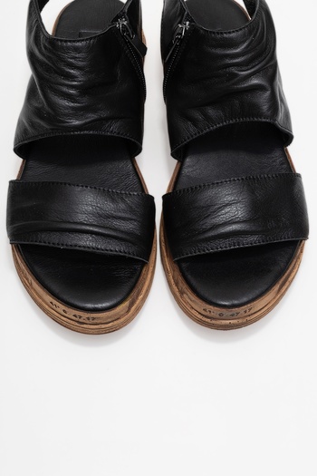 LuviShoes Lunas Black Genuine Leather Side Zipper Women's Sandals