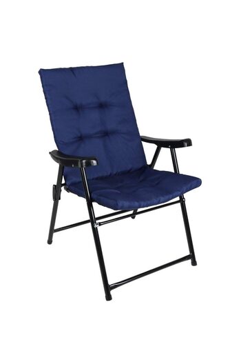 SERSIMO Scaun Pliabil De Gradina Cu Perna, Structura Metalica, 59x66x90 Cm, Albastru