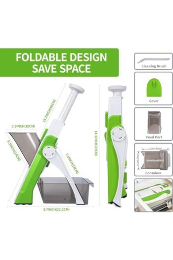 MARKQ Vegetable Chopper with 4 Modes – Mandoline Slicer for Julienne, Cubes, Fries, Adjustable Thickness