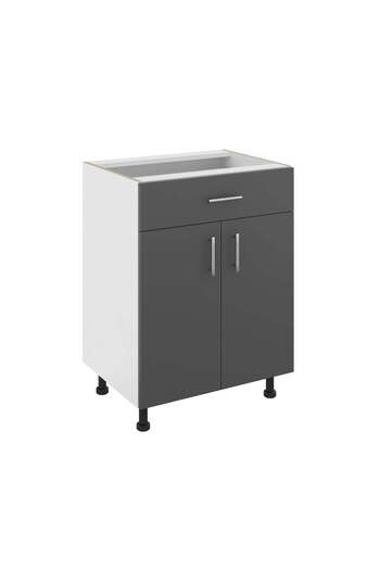 haaus.ro Haaus Karo Base Cabinet, 1 Drawer, 2 Doors, Anthracite/White, 60 x 50 x 80 cm