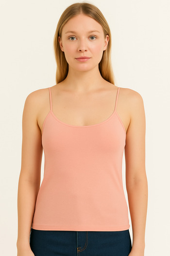 vesantia Women's Powder Pink Viscose Lycra Inner Non-Showing Structure Double Layer Drawstring Long Undershirt