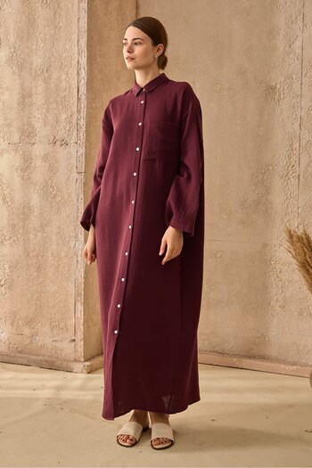 QANU Muslin Dress Burgundy