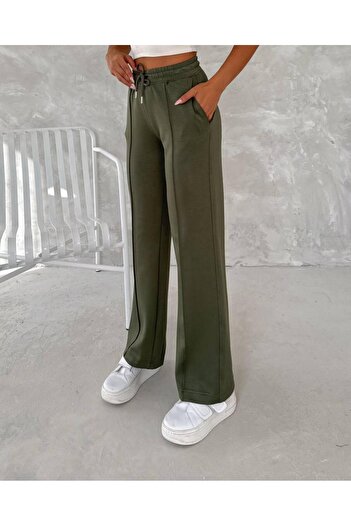 Yeys Modal Fabric Loose Cut Trousers with Stripes on the Front