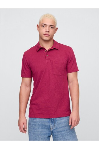 GAP Erkek Koyu Pembe Cepli Polo T-Shirt