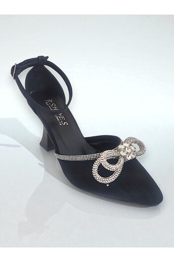 Elit 4453 Black Wedding Engagement Women's Evening Dress Heeled Shoes