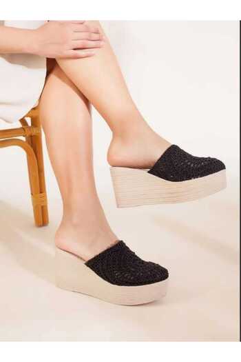 AYDOĞDU by ünal Bohemian Wicket Knitted Filled Tapucled Slippers