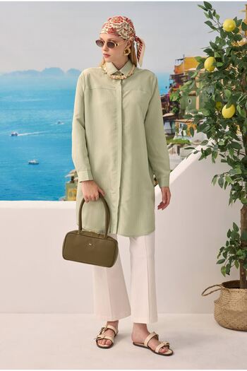 HEQA Robe Verev Striped Shirt Eucalyptus