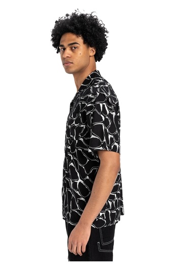 Quiksilver Cămașă cu mânecă scurtă pentru bărbați Mercury Chrome Comfort Fit – neagră (EQYWT04626)