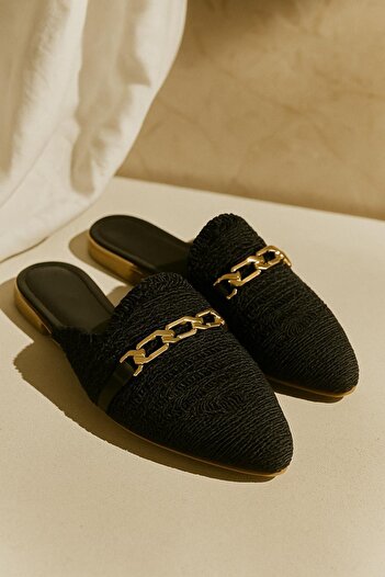 HAKKE Front Knitted Closure Chain Detail Home Slippers