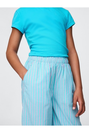 GAP Kız Çocuk Mavi Poplin Baggy Pantolon