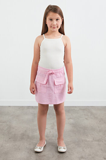 Fulla Moda Girl's Skirt with Tie Waist and Double Pockets