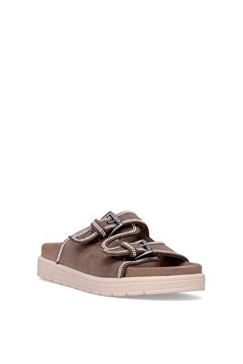 Ayakkabı Fuarı Elit Zeyn8144S Women's Genuine Nubuck Leather Orthopedic Stone Flat Slippers Mink